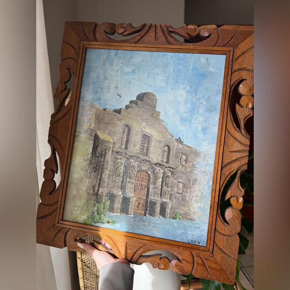 Signed Keith Haviland The Alamo Texas Acrylic Palette Knife Painting Carved Fram